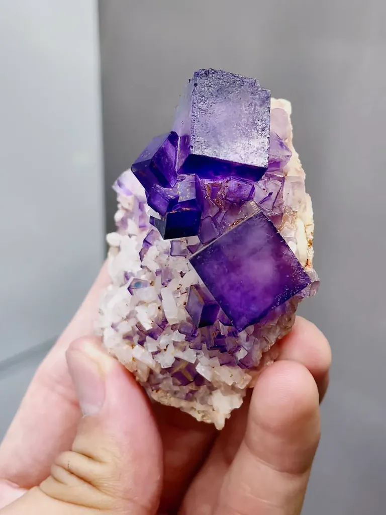 Natural Purple Cubic Fluorite and Dolomite coexist comes from Xinjiang 65*45*35MM - image 3
