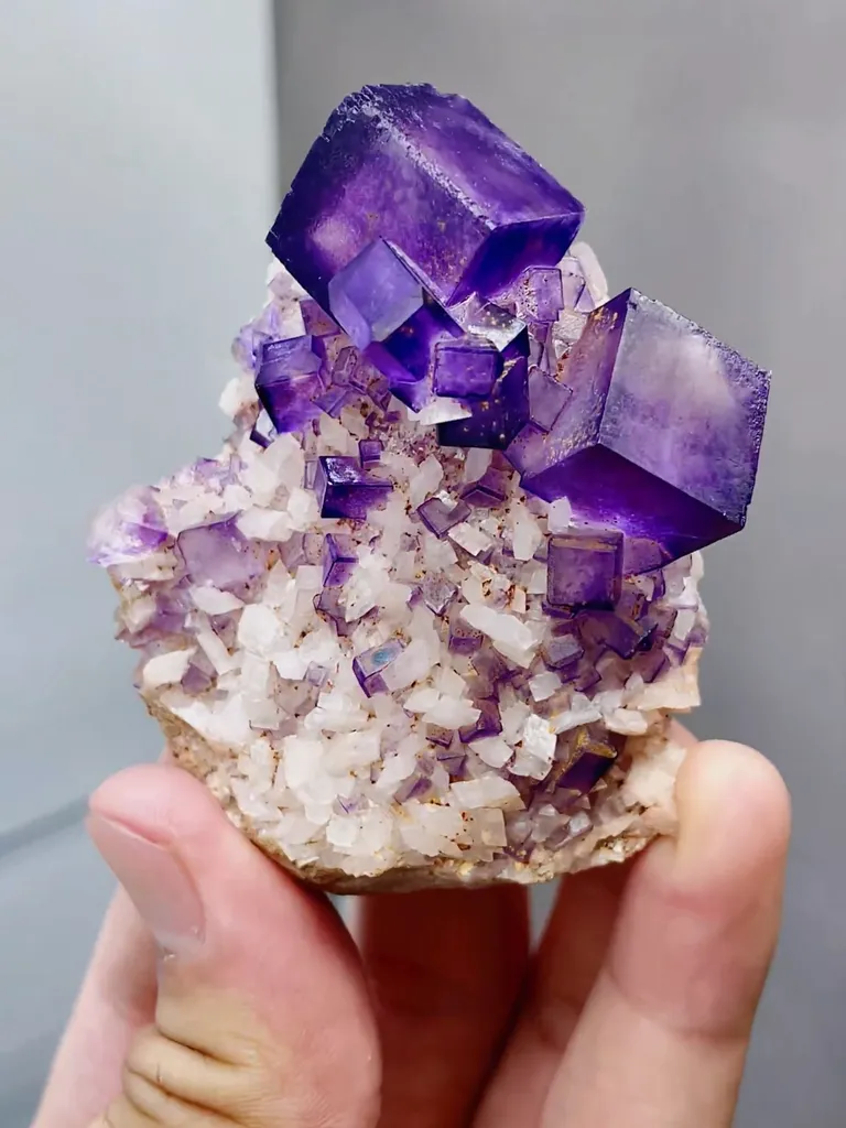Natural Purple Cubic Fluorite and Dolomite coexist comes from Xinjiang 65*45*35MM - image 6