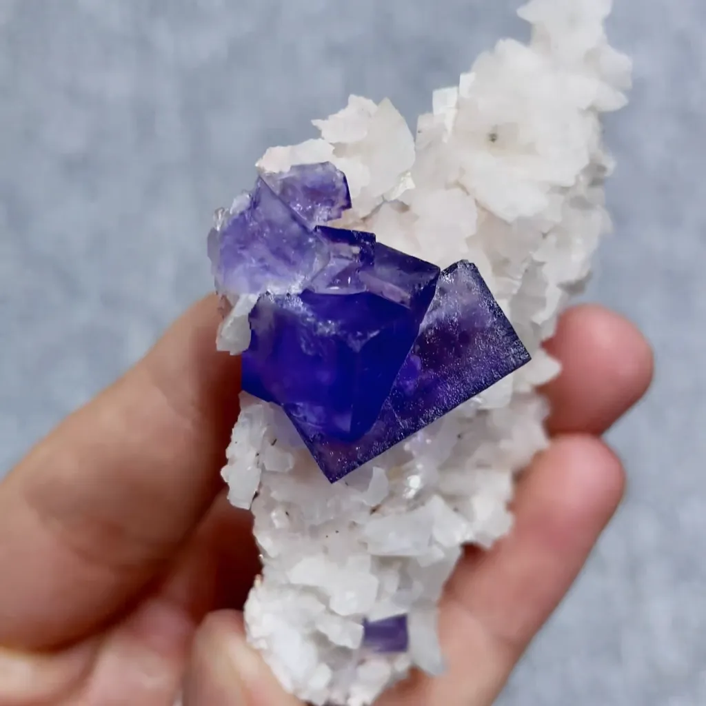 Natural Purple Cubic Fluorite and Dolomite Symbiosis comes from Xinjiang,China 75*55*20MM - image 3