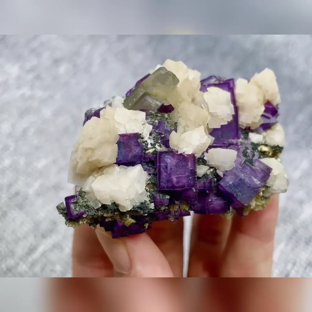 Natural Purple Cubic Fluorite and Dolomite Symbiosis Inner Mongolia,China 65*40*35MM - image 3