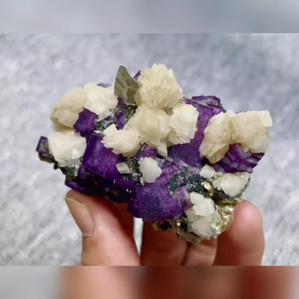 Natural Purple Cubic Fluorite and Dolomite Symbiosis Inner Mongolia,China 65*40*35MM - image 5
