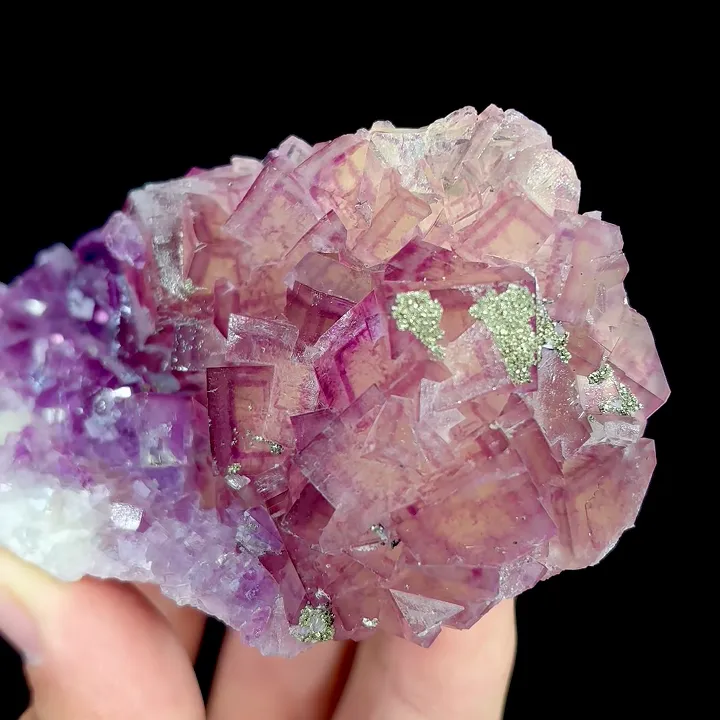 Natural Purple Cubic Fluorite and Pyrite, Mineral Specimen:Anhui,China (100*40*40MM) - image 3