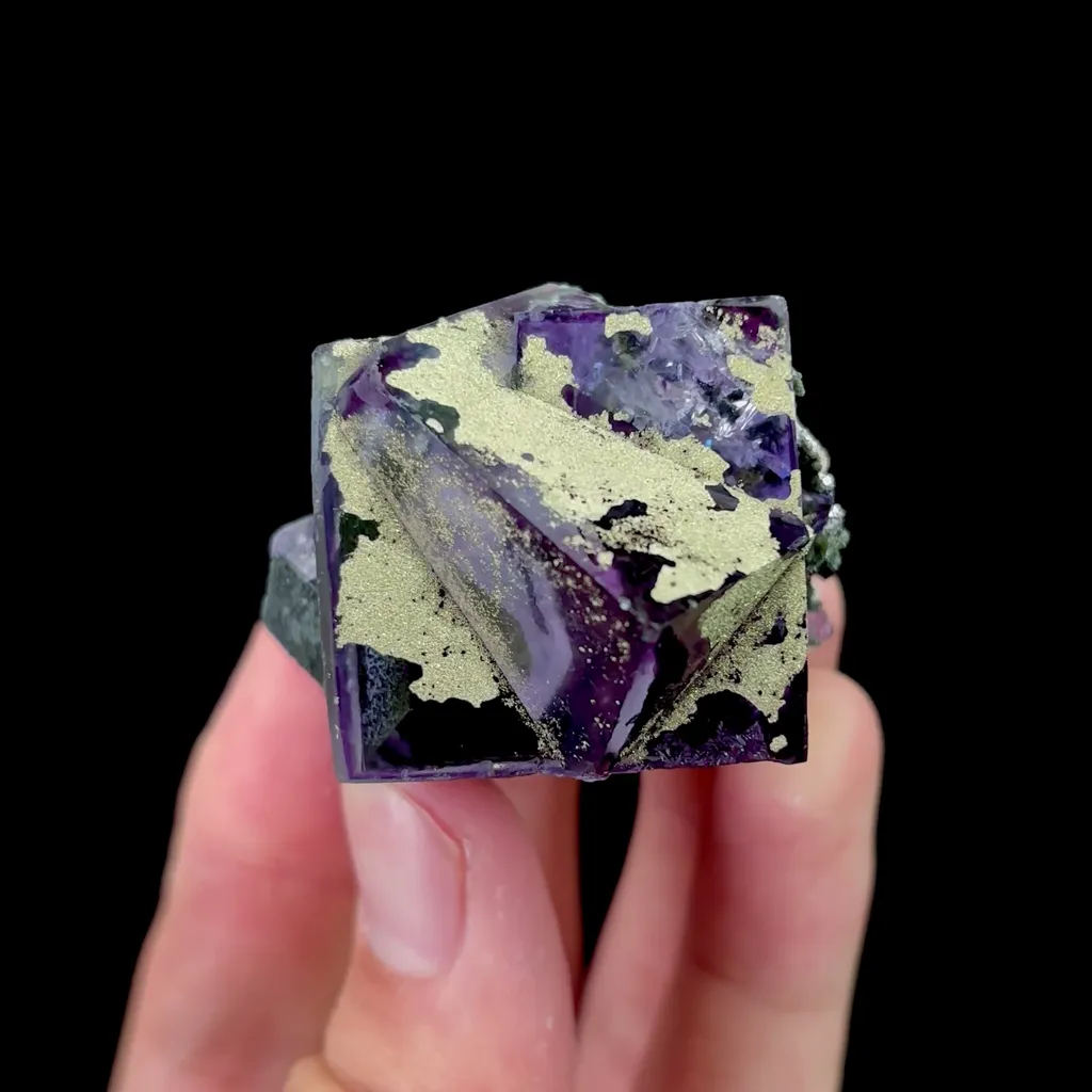 Natural Purple Cubic Fluorite and Pyrite Mineral Specimen,High Quality Specimen,YINDU,INNER MONGOLIA,CHINA(46*48*35mm) - image 4