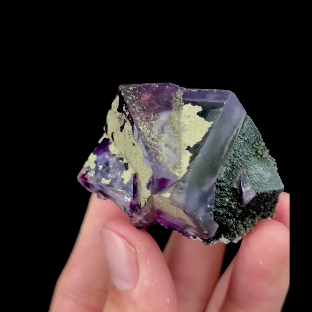 Natural Purple Cubic Fluorite and Pyrite Mineral Specimen,High Quality Specimen,YINDU,INNER MONGOLIA,CHINA(46*48*35mm) - image 2