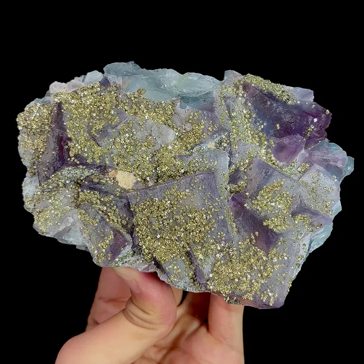 Natural Purple Cubic Fluorite and Pyrite, Mineral Specimen:Yaogangxian,Hunan (140*95*45MM) - image 4