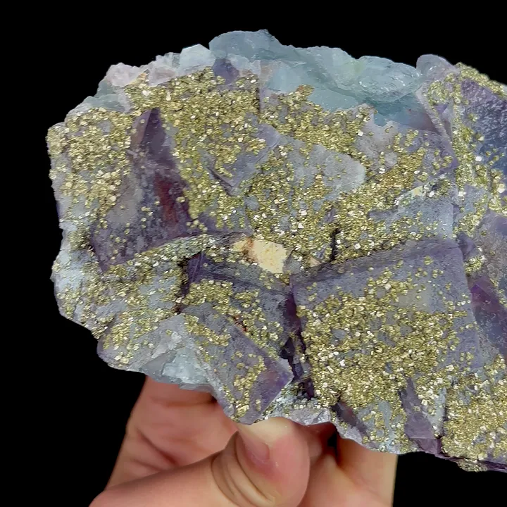 Natural Purple Cubic Fluorite and Pyrite, Mineral Specimen:Yaogangxian,Hunan (140*95*45MM) - image 3