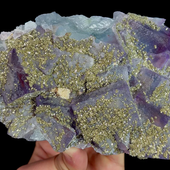 Natural Purple Cubic Fluorite and Pyrite, Mineral Specimen:Yaogangxian,Hunan (140*95*45MM) image