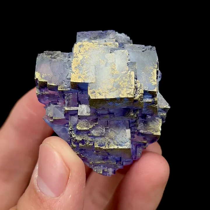 Natural Purple Cubic Fluorite and Pyrite, Mineral Specimen:Yaogangxian,Hunan (35*40*30MM) image
