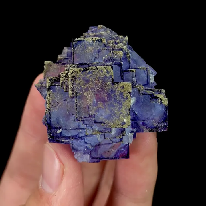 Natural Purple Cubic Fluorite and Pyrite, Mineral Specimen:Yaogangxian,Hunan (35*40*30MM) - image 4