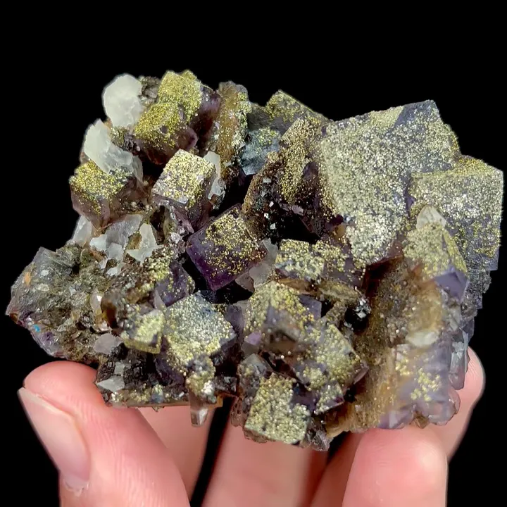 Natural Purple Cubic Fluorite and Pyrite, Mineral Specimen:Yaogangxian,Hunan (60*50*25MM) - image 4