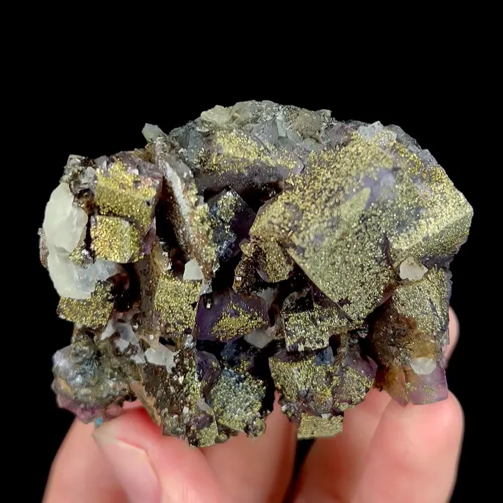 Natural Purple Cubic Fluorite and Pyrite, Mineral Specimen:Yaogangxian,Hunan (60*50*25MM) - image 5