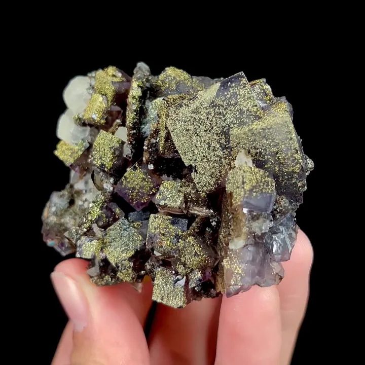 Natural Purple Cubic Fluorite and Pyrite, Mineral Specimen:Yaogangxian,Hunan (60*50*25MM) - image 2
