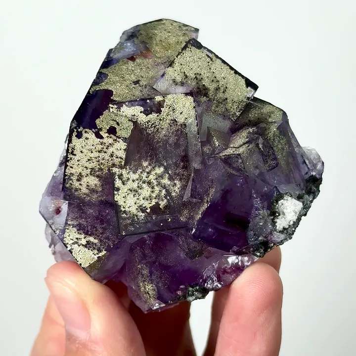 Natural Purple Cubic Fluorite and Pyrite, Mineral Specimen:Yaogangxian,Hunan (60*50*40MM) - image 4