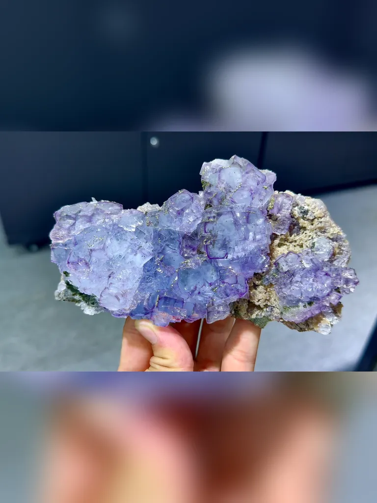Natural Purple Cubic Fluorite and Pyrite symbiosis comes from Yaogangxian,Hunan 150*80*35MM image