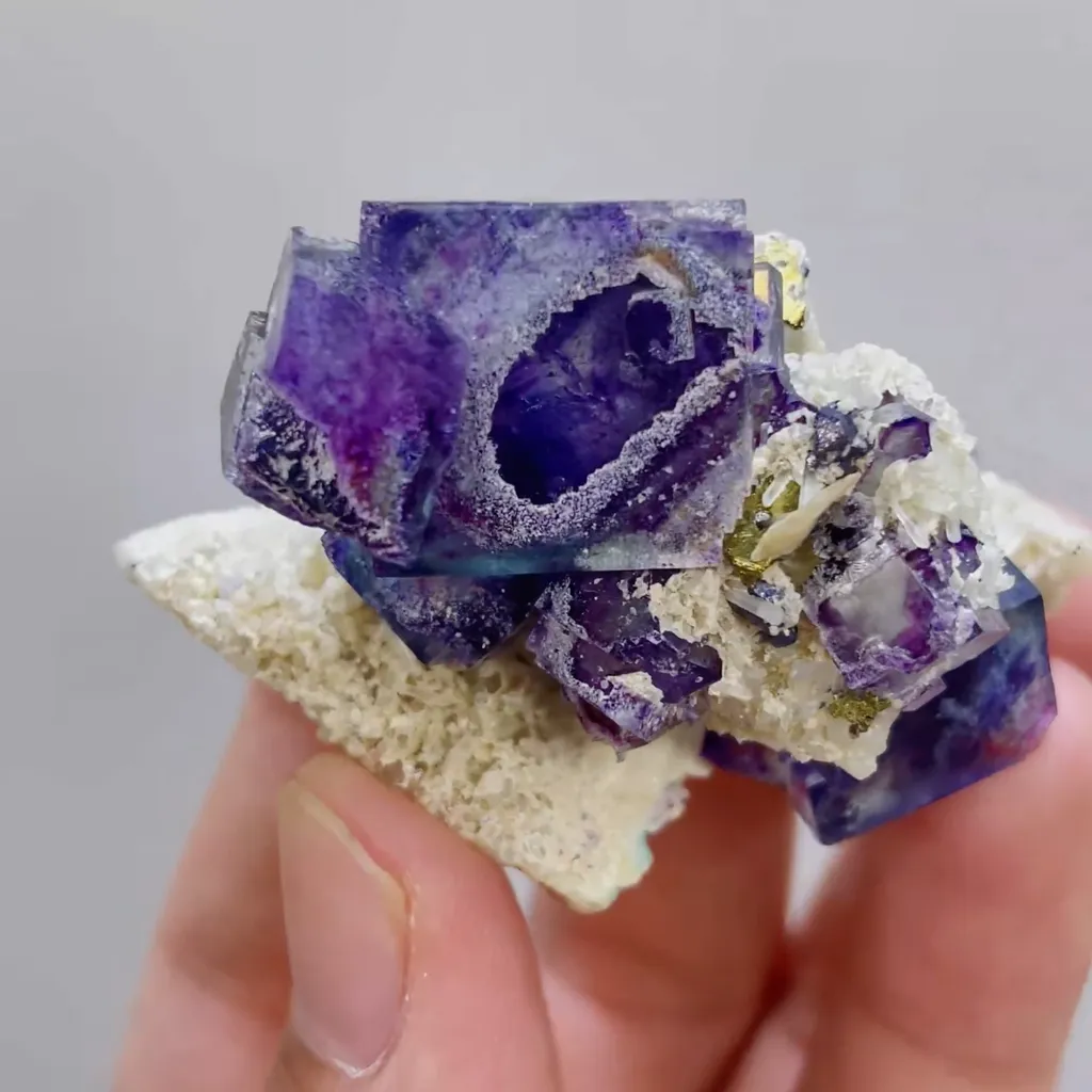 Natural Purple Cubic Fluorite and Pyrite Symbiosis comes from Yaogangxian,Hunan 50*30*30MM - image 3