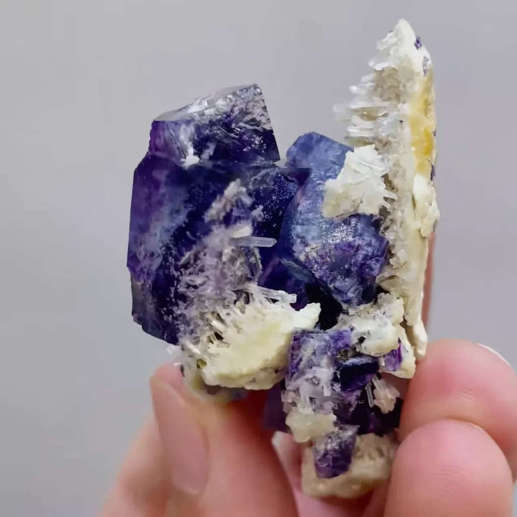 Natural Purple Cubic Fluorite and Pyrite Symbiosis comes from Yaogangxian,Hunan 50*30*30MM - image 5