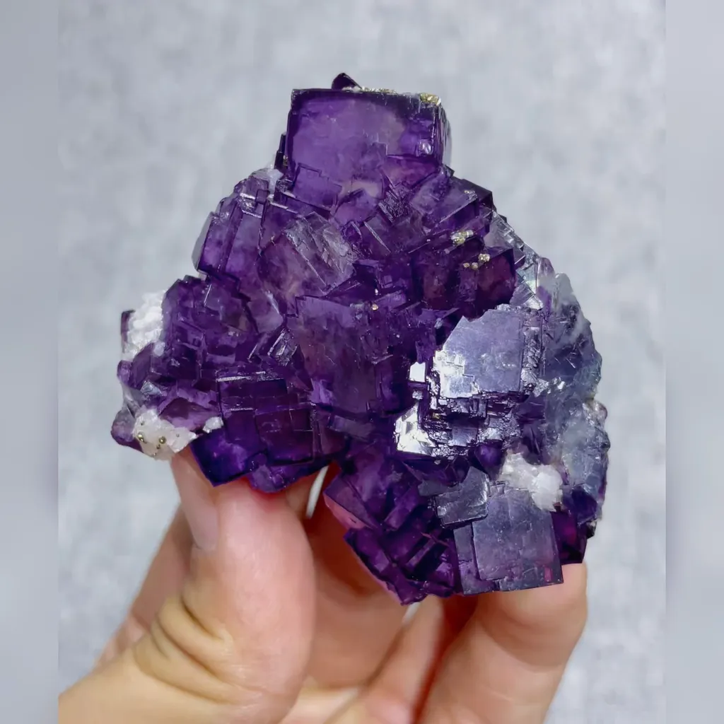 Natural Purple Cubic Fluorite and Pyrite Symbiosis comes from Yaogangxian,Hunan 60*55*20MM image