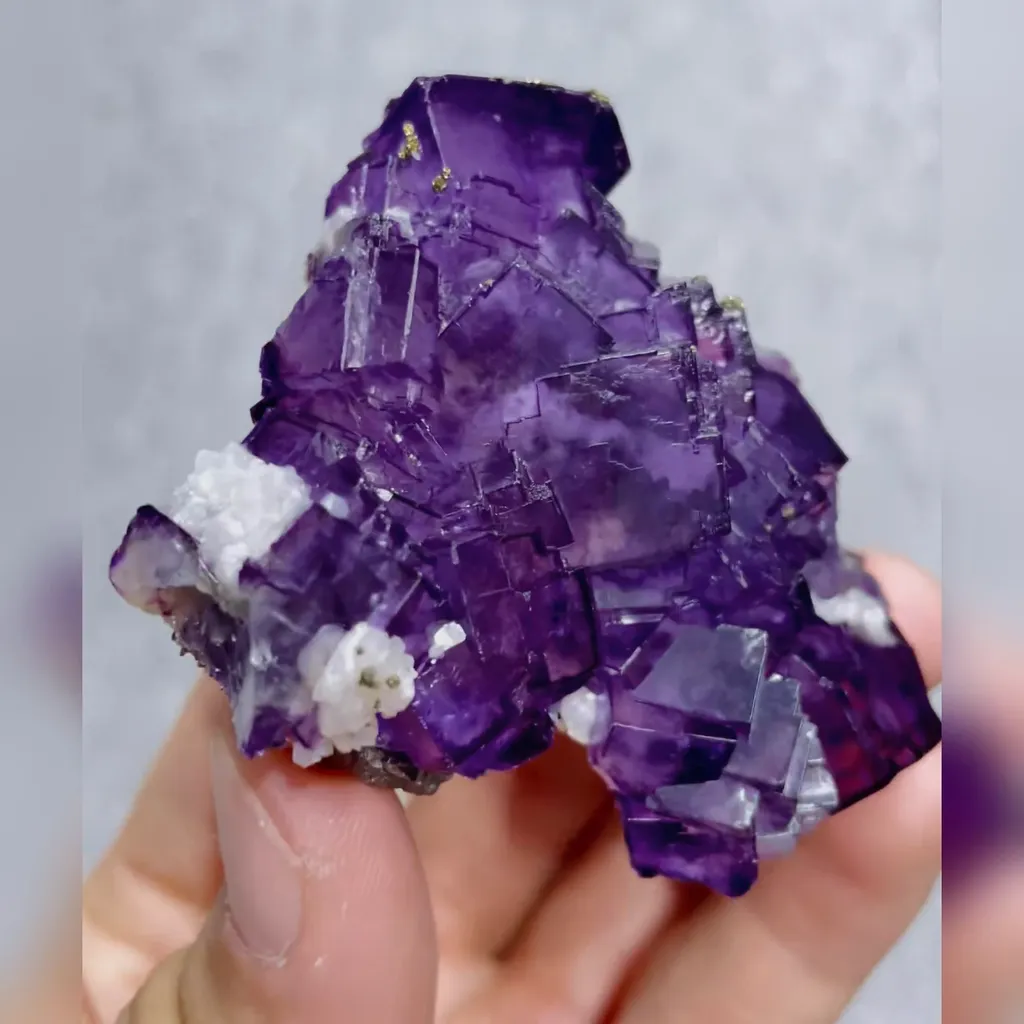 Natural Purple Cubic Fluorite and Pyrite Symbiosis comes from Yaogangxian,Hunan 60*55*20MM - image 2