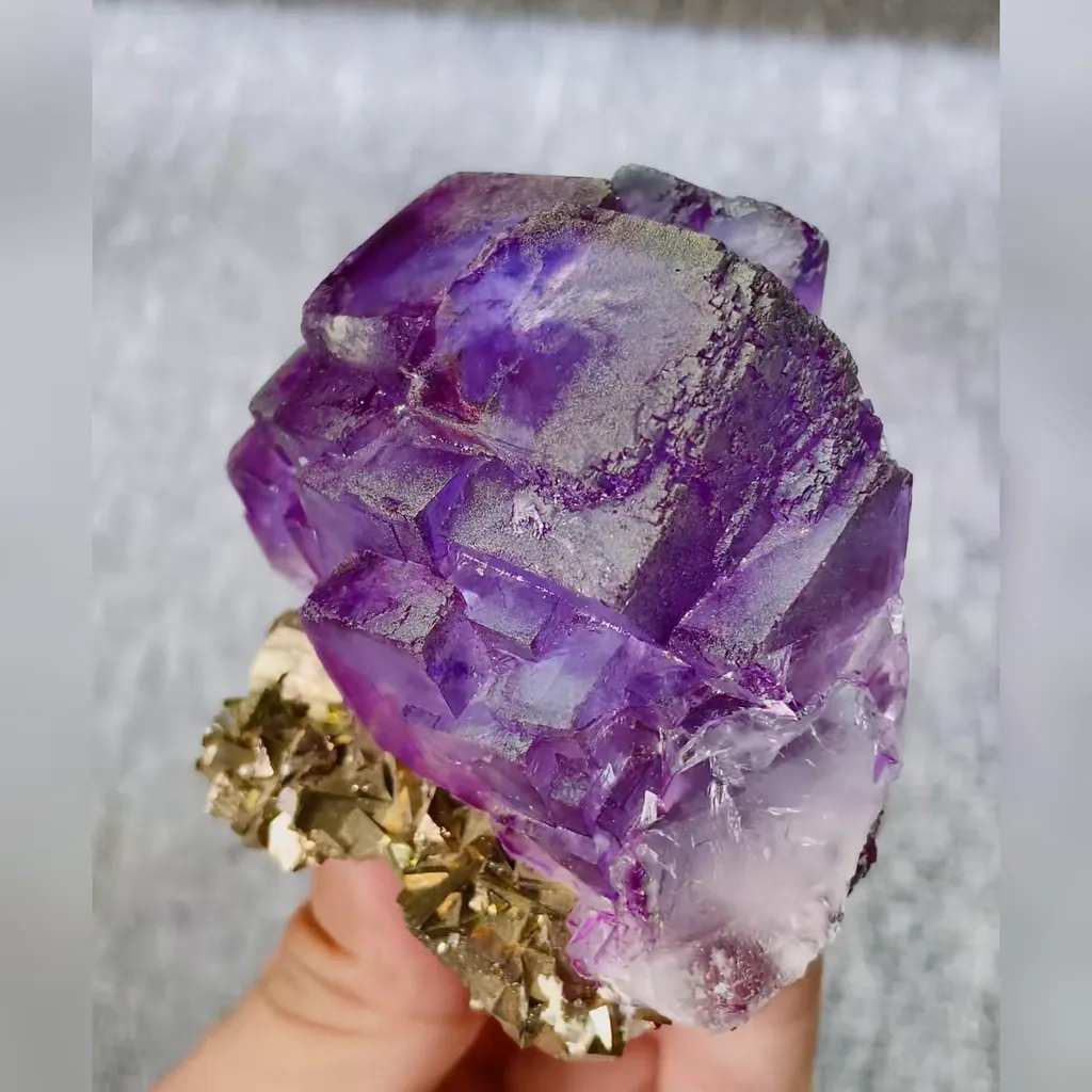Natural Purple Cubic Fluorite and Pyrite Symbiosis comes from Yaogangxian,Hunan 75*75*40MM - image 2