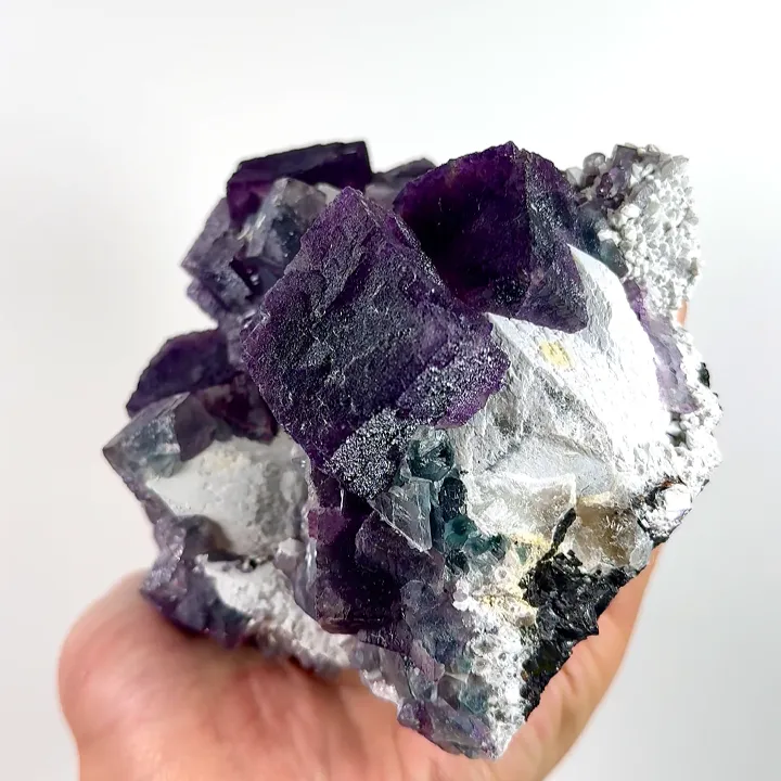 Natural Purple Cubic Fluorite and Quartz Cluster, Mineral Specimen: Inner Mongolia,China (140*100*65MM) - image 4