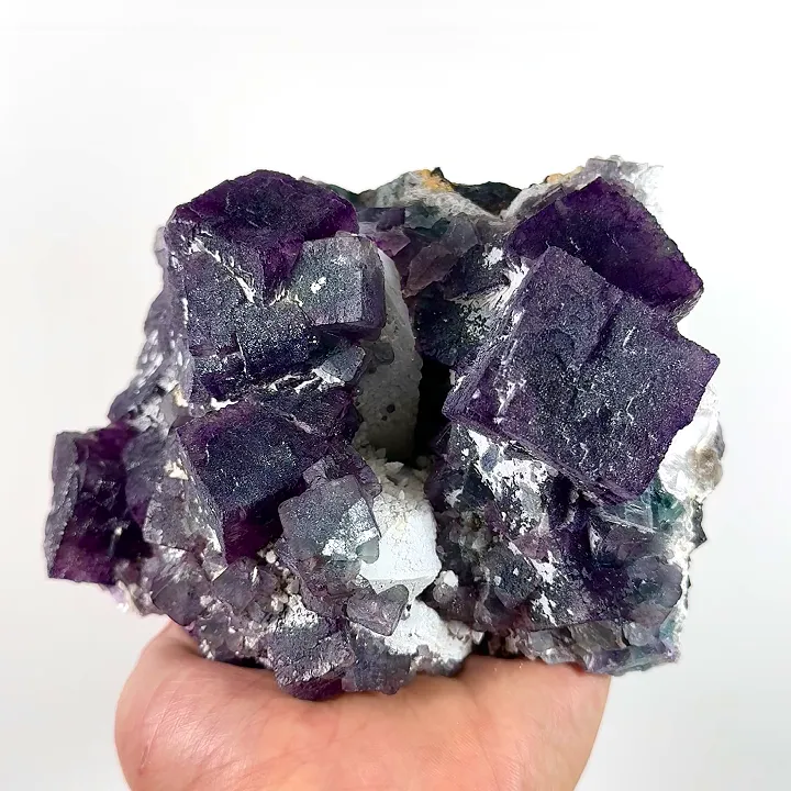 Natural Purple Cubic Fluorite and Quartz Cluster, Mineral Specimen: Inner Mongolia,China (140*100*65MM) - image 5
