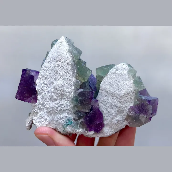 Natural Purple Cubic Fluorite and Quartz, Mineral Specimen: Inner Mongolia,China (105*70*65MM) - image 2