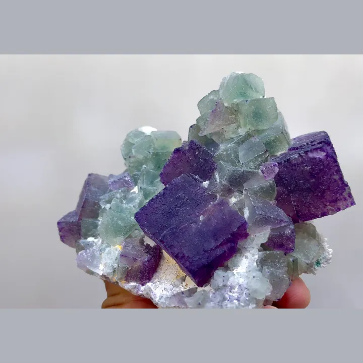 Natural Purple Cubic Fluorite and Quartz, Mineral Specimen: Inner Mongolia,China (105*70*65MM) - image 3