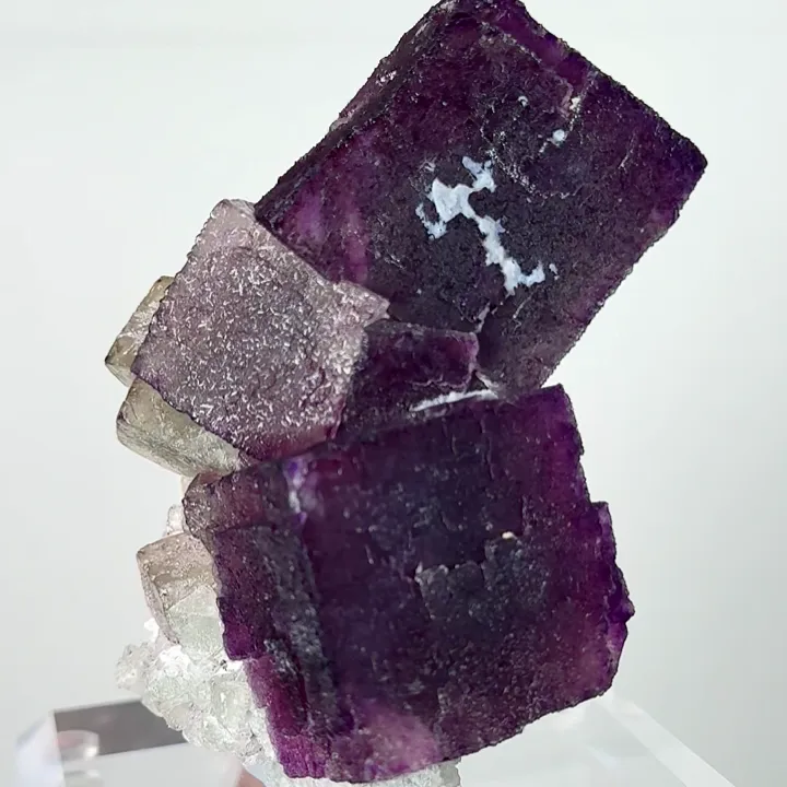 Natural Purple Cubic Fluorite and Quartz, Mineral Specimen: Inner Mongolia,China (60*60*75MM) image
