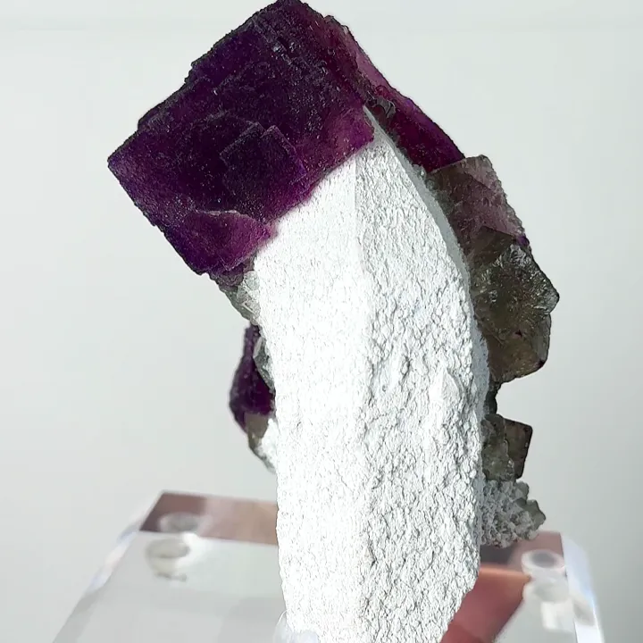 Natural Purple Cubic Fluorite and Quartz, Mineral Specimen: Inner Mongolia,China (60*60*75MM) - image 3