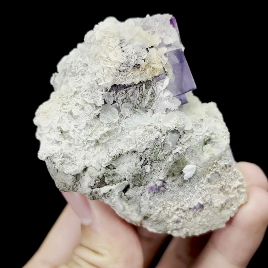 Natural Purple Cubic Fluorite and Quartz Mineral Specimen,High Quality Specimen,YAO GANG XIAN,HUNAN,CHINA(60*70*50mm) - image 4