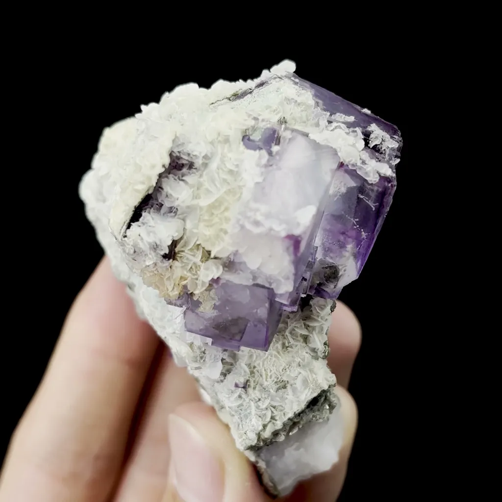 Natural Purple Cubic Fluorite and Quartz Mineral Specimen,High Quality Specimen,YAO GANG XIAN,HUNAN,CHINA(60*70*50mm) - image 3