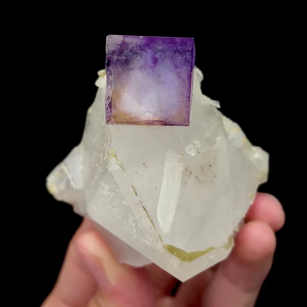 Natural Purple Cubic Fluorite and Quartz Mineral Specimen,High Quality Specimen,YAO GANG XIAN,HUNAN,CHINA(65*60*40mm) image