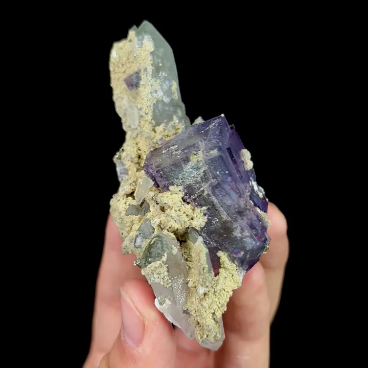 Natural Purple Cubic Fluorite and Quartz, Mineral Specimen:Yaogangxian,Hunan (40*35*90MM) - image 3