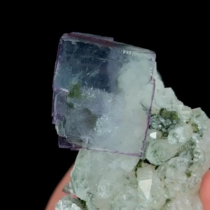 Natural Purple Cubic Fluorite and Quartz, Mineral Specimen:Yaogangxian,Hunan (40*55*35MM) - image 2