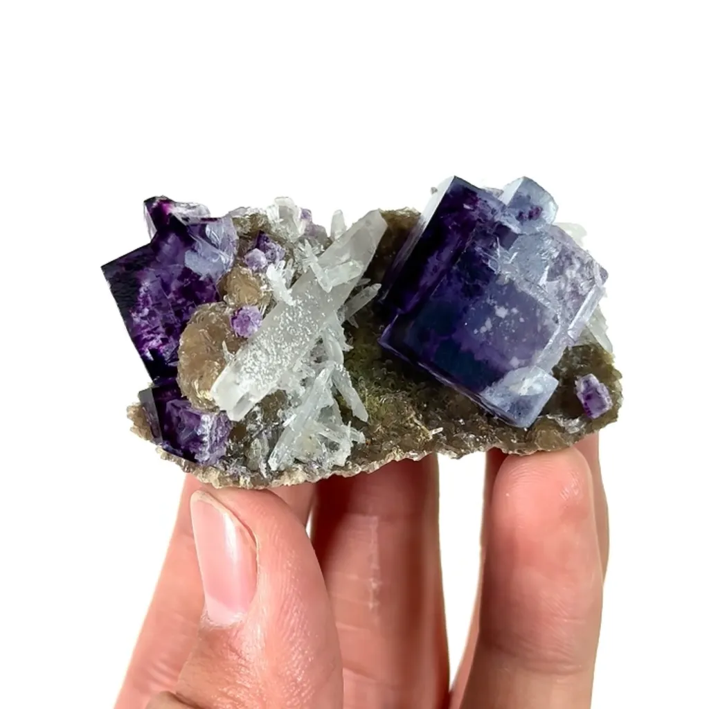 Natural Purple Cubic Fluorite and Quartz, Mineral Specimen:Yaogangxian,Hunan (55*35*25MM) - image 4