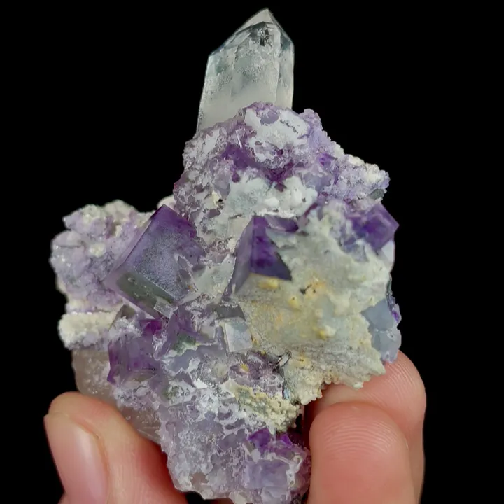 Natural Purple Cubic Fluorite and Quartz, Mineral Specimen:Yaogangxian,Hunan (55*55*25MM) - image 3