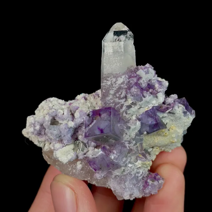 Natural Purple Cubic Fluorite and Quartz, Mineral Specimen:Yaogangxian,Hunan (55*55*25MM) - image 6