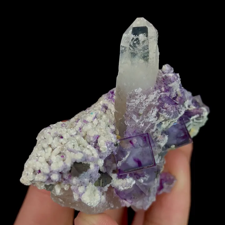Natural Purple Cubic Fluorite and Quartz, Mineral Specimen:Yaogangxian,Hunan (55*55*25MM) - image 4