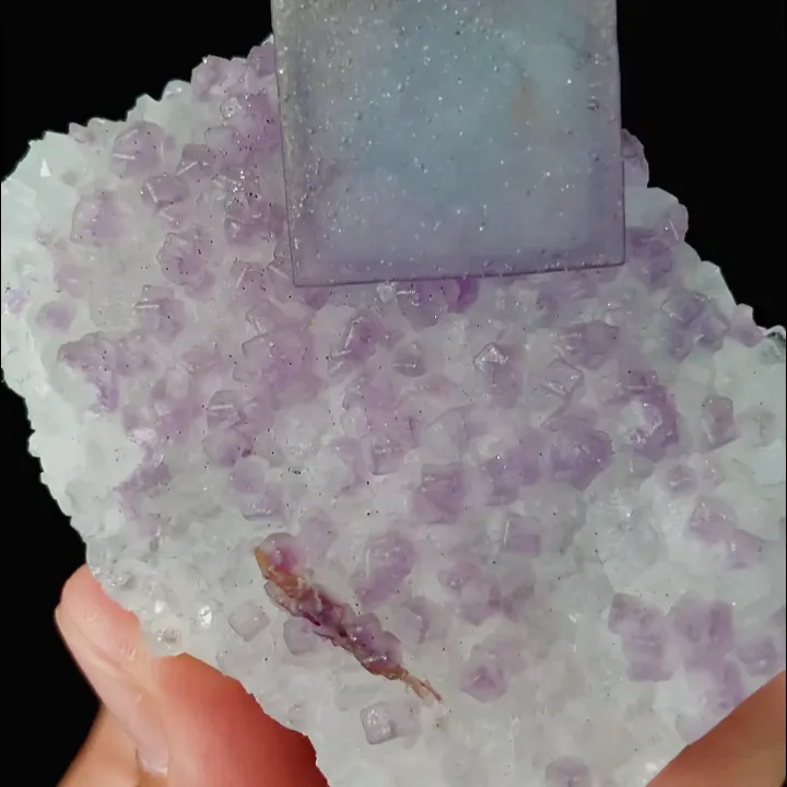 Natural Purple Cubic Fluorite and Quartz, Mineral Specimen:Yaogangxian,Hunan (60*50*35MM) - image 2
