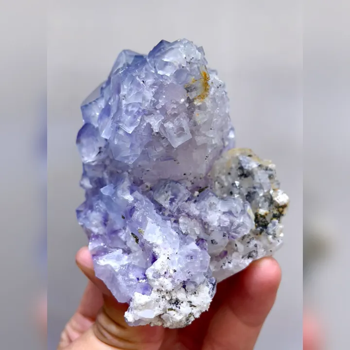 Natural Purple Cubic Fluorite and Quartz, Mineral Specimen:Yaogangxian,Hunan (75*65*60MM) - image 3