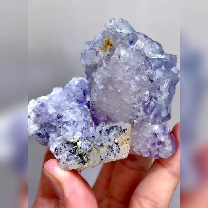 Natural Purple Cubic Fluorite and Quartz, Mineral Specimen:Yaogangxian,Hunan (75*65*60MM) - image 7