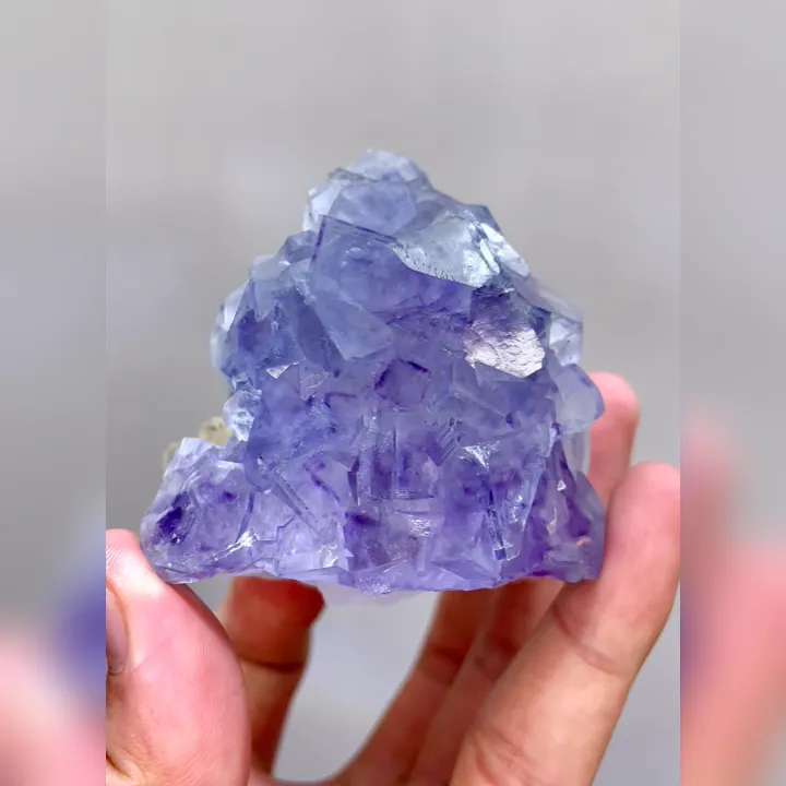 Natural Purple Cubic Fluorite and Quartz, Mineral Specimen:Yaogangxian,Hunan (75*65*60MM) image