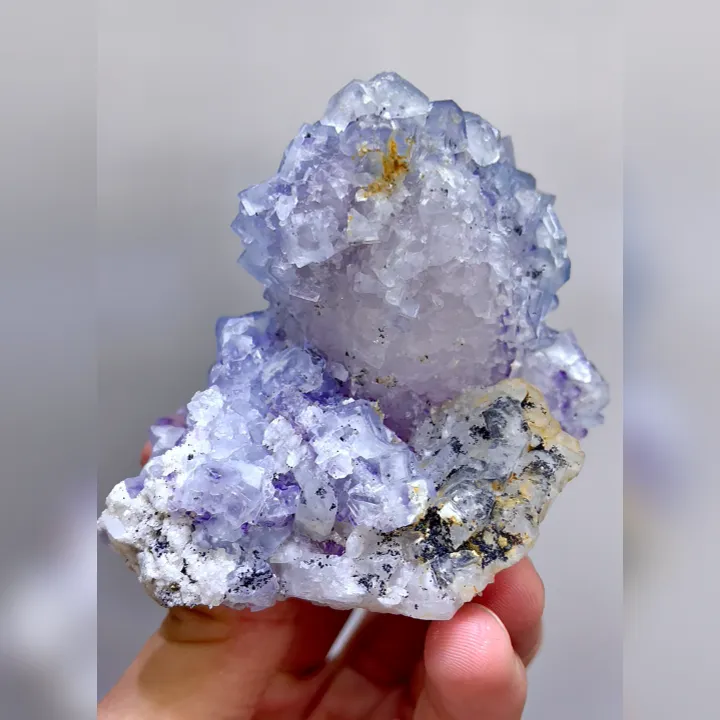 Natural Purple Cubic Fluorite and Quartz, Mineral Specimen:Yaogangxian,Hunan (75*65*60MM) - image 4