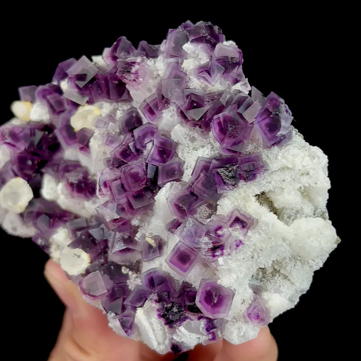 Natural Purple Cubic Fluorite and Quartz, Mineral Specimen:Yaogangxian,Hunan (90*75*25MM) - image 3