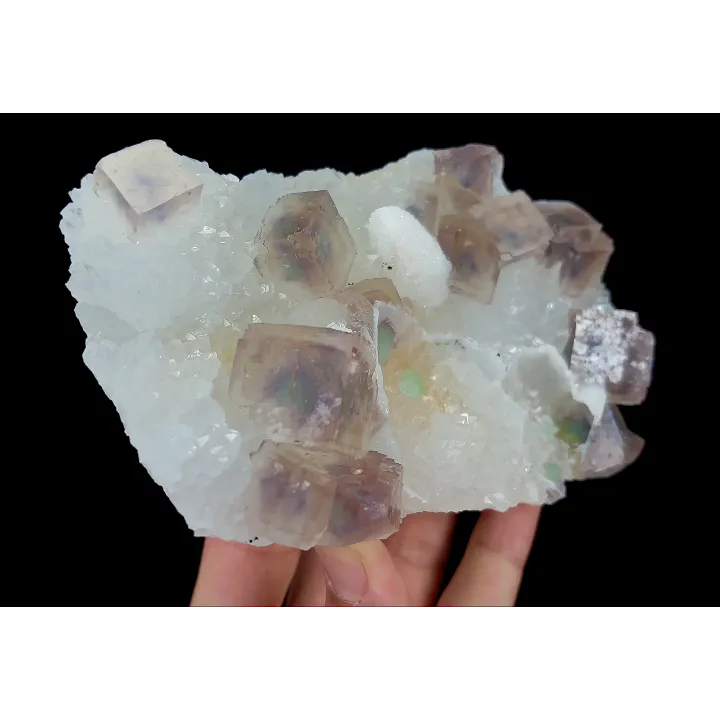 Natural Purple Cubic Fluorite and Quartz, Mineral Specimen:Zhejiang,China (140*90*40MM) - image 2