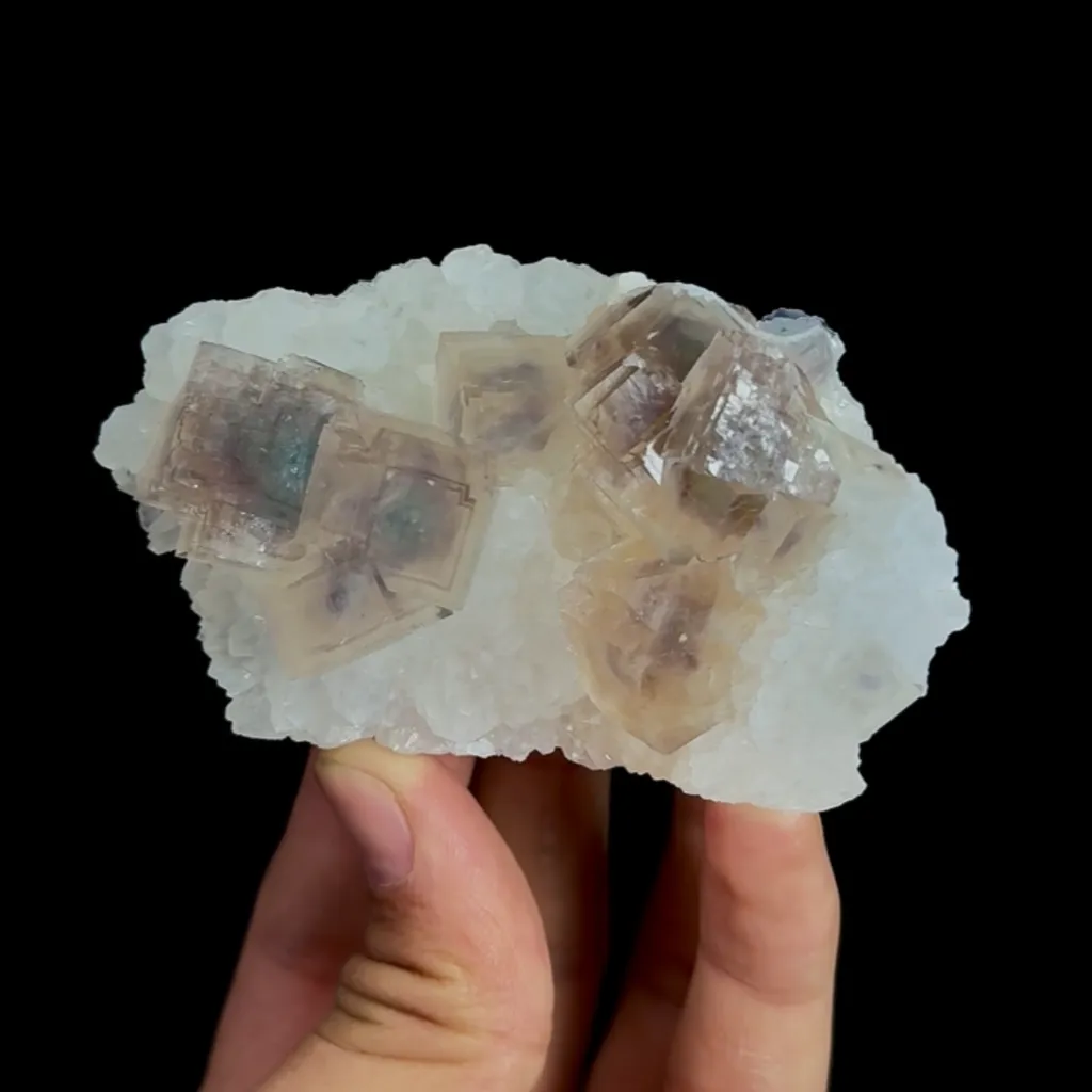 Natural Purple Cubic Fluorite and Quartz, Mineral Specimen:Zhejiang,China (85*50*30MM) - image 2