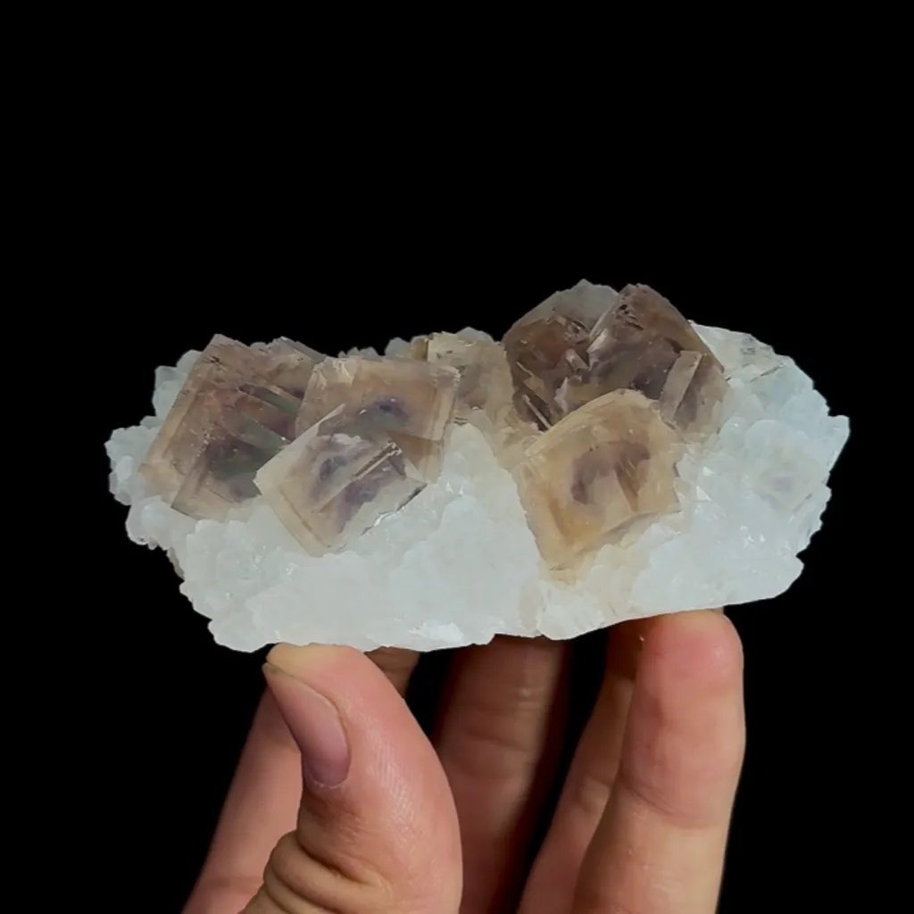 Natural Purple Cubic Fluorite and Quartz, Mineral Specimen:Zhejiang,China (85*50*30MM) - image 3