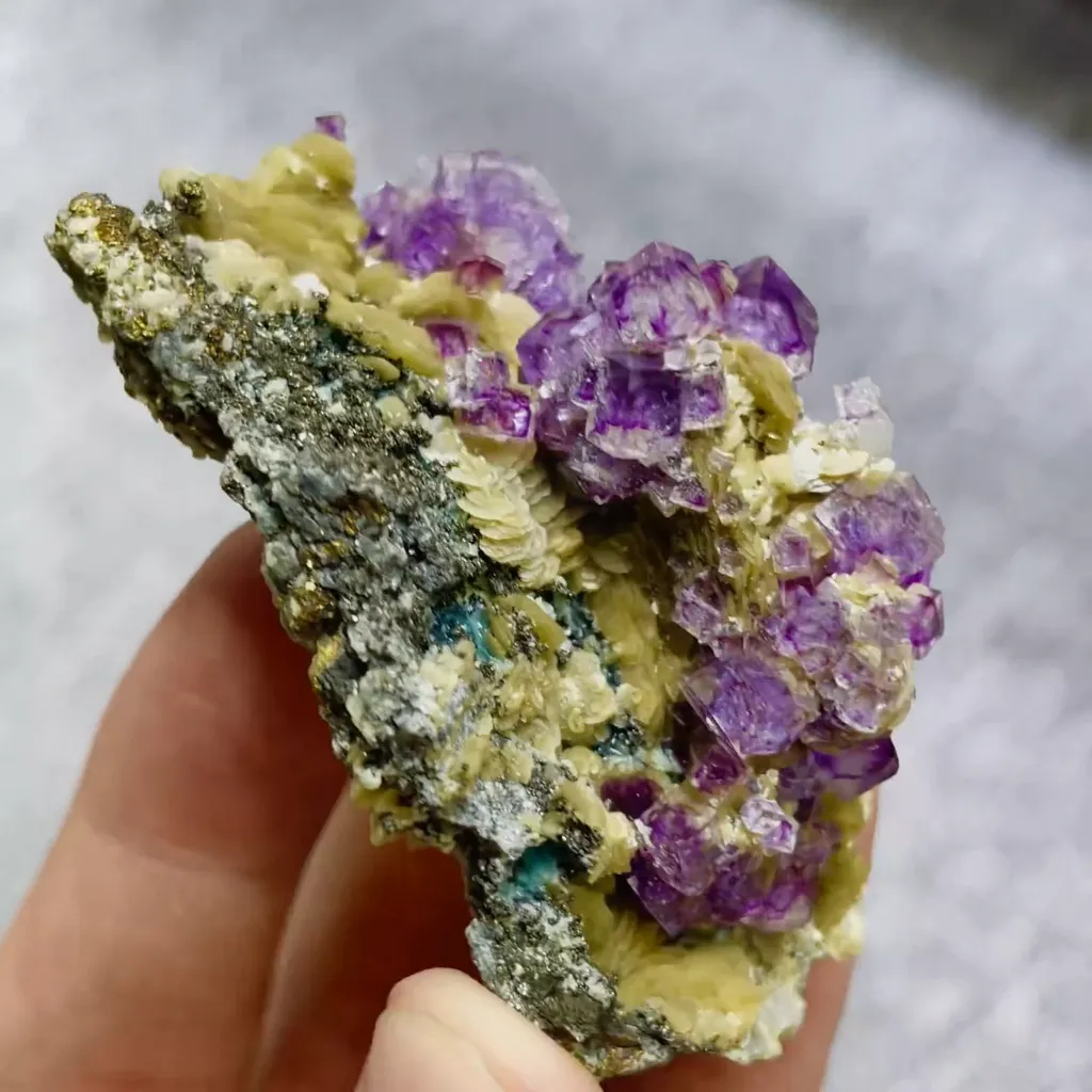 Natural Purple Cubic Fluorite and Quartz Symbiosis comes from Chenzhou,Hunan 60*35*30MM - image 4