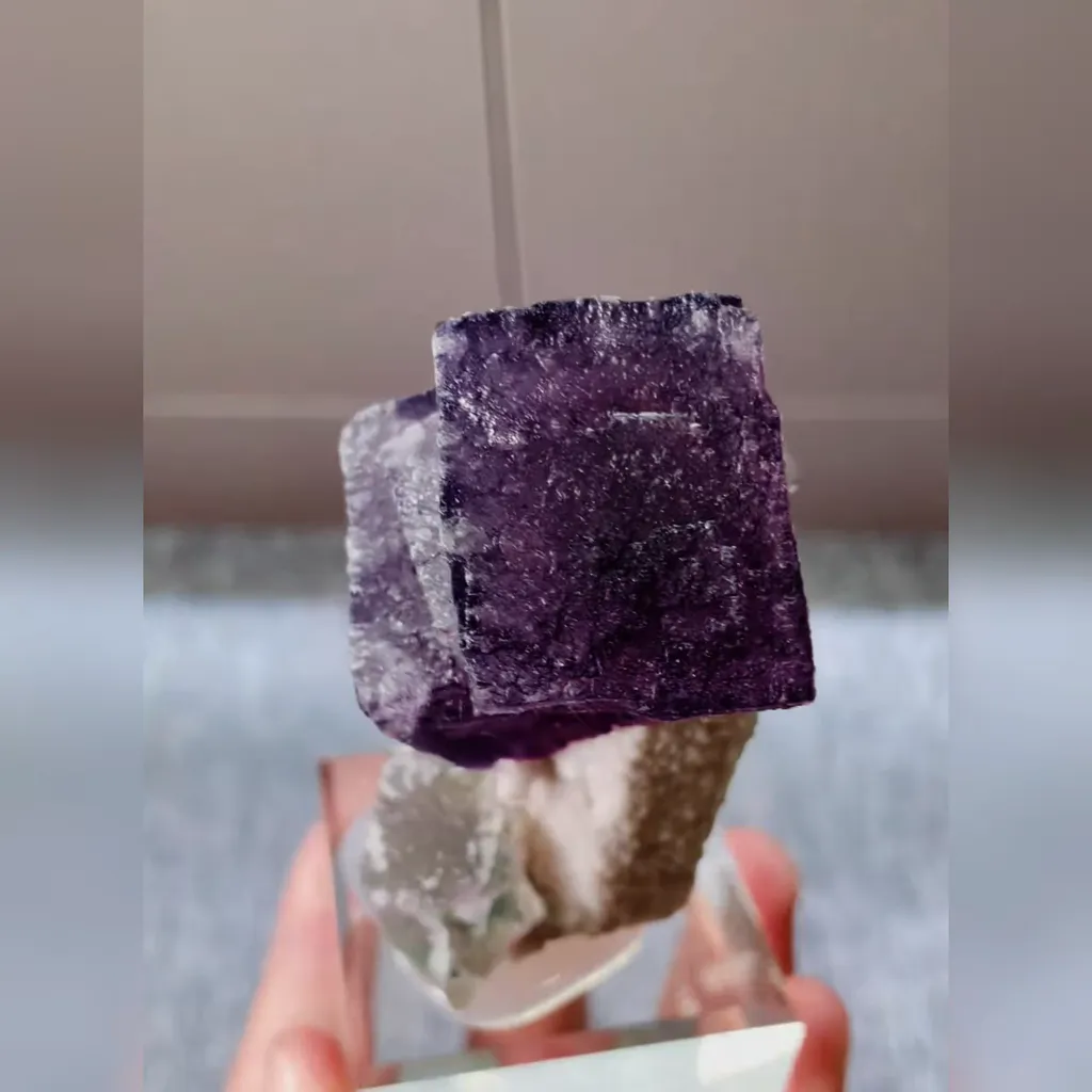 Natural Purple Cubic Fluorite and Quartz Symbiosis comes from Inner Mongolia,China 40*45*70MM image