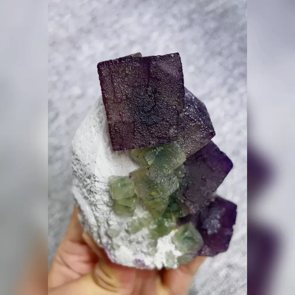 Natural Purple Cubic Fluorite and Quartz Symbiosis comes from Inner Mongolia,China 70*100*50MM - image 6
